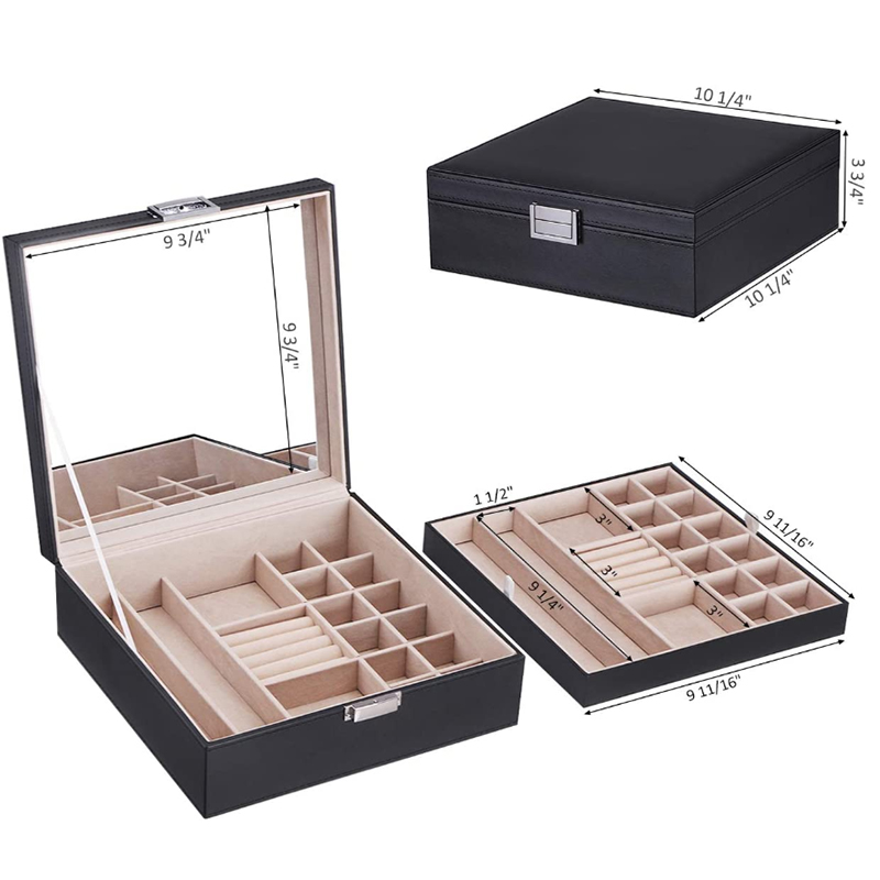 2 Layers Customized Luxury Faux leather jewelry storage boxes with ...